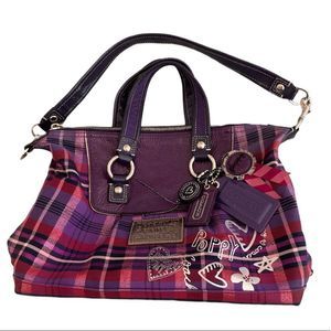 RARE COACH Poppy Purple Plaid Bag no longer made! EUC